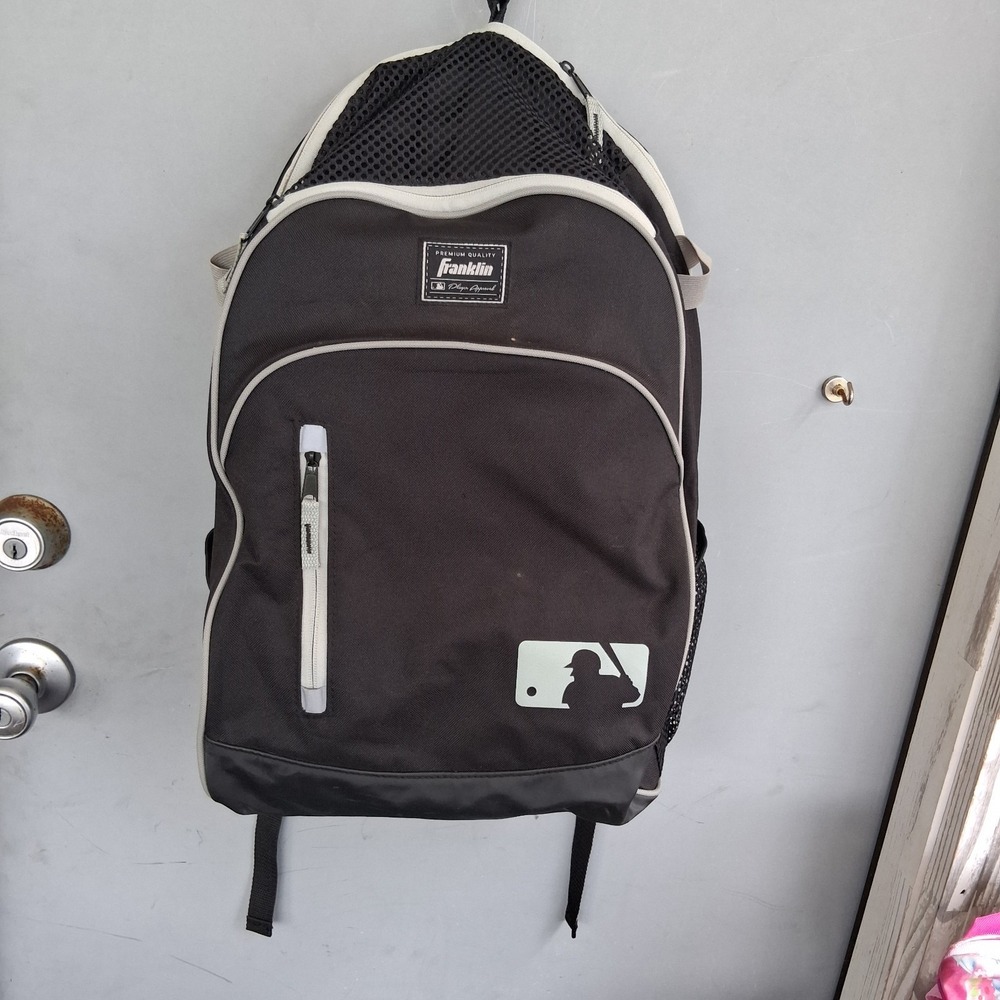 Franklin Sports Youth Baseball Backpack Bag - MLB Batpack - Black/White Softball